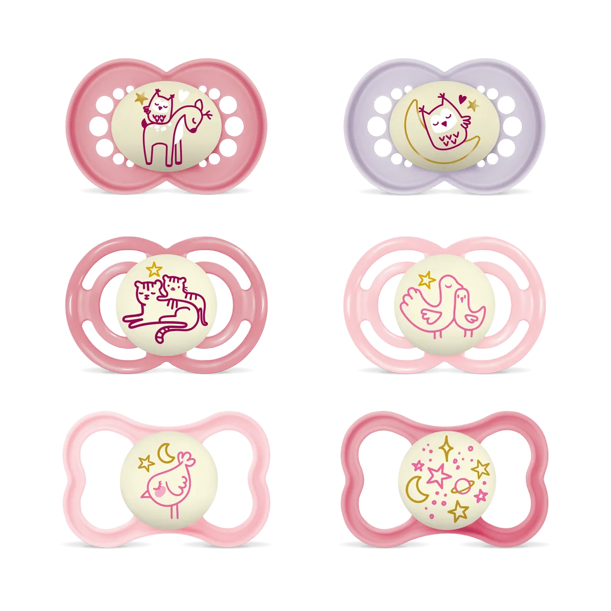 MAM Night Soother Set 6+m Pink