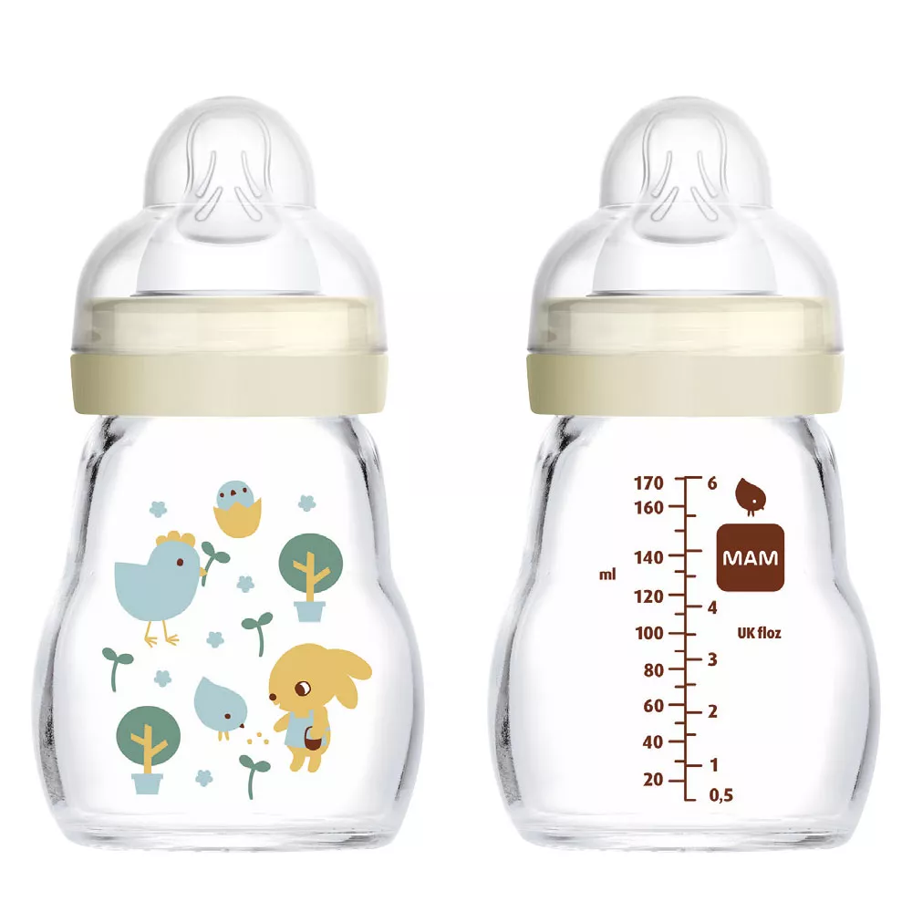 Feel Good 170ml Glass Baby Bottle 0+ months, single pack