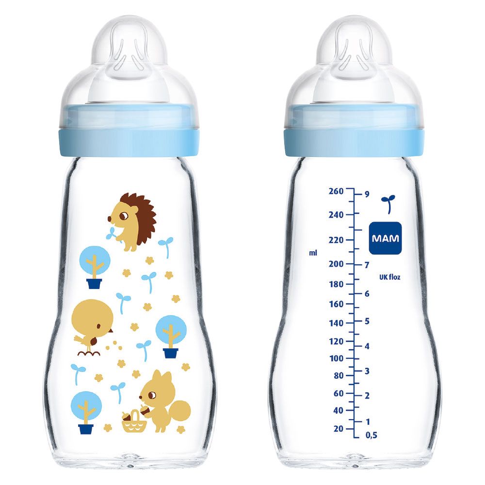 Feel Good 260ml Glass Baby Bottle 2+  months, single pack