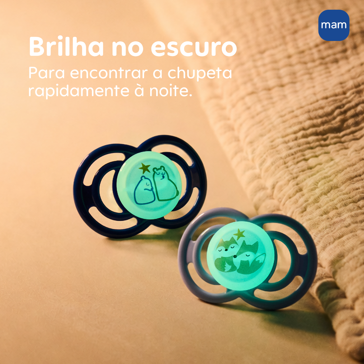 CHUPETA MAM PERFECT NIGHT 6+ MESES - EMBALAGEM DUPLA AZUL