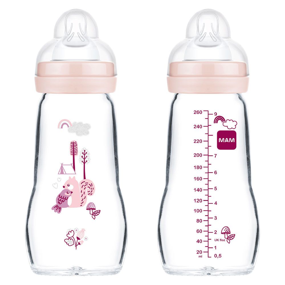 Feel Good 260ml Glass Baby Bottle 2+ months, single pack