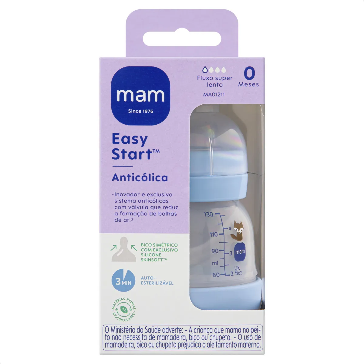 MAMADEIRA MAM EASY START 130ML - EMBALAGEM UNITARIA AZUL | Arctic
