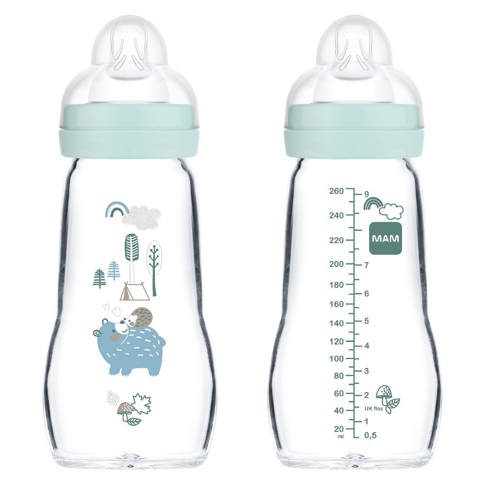 MAM Feel Good 260ml Glass Baby Bottle 2+ months, single pack