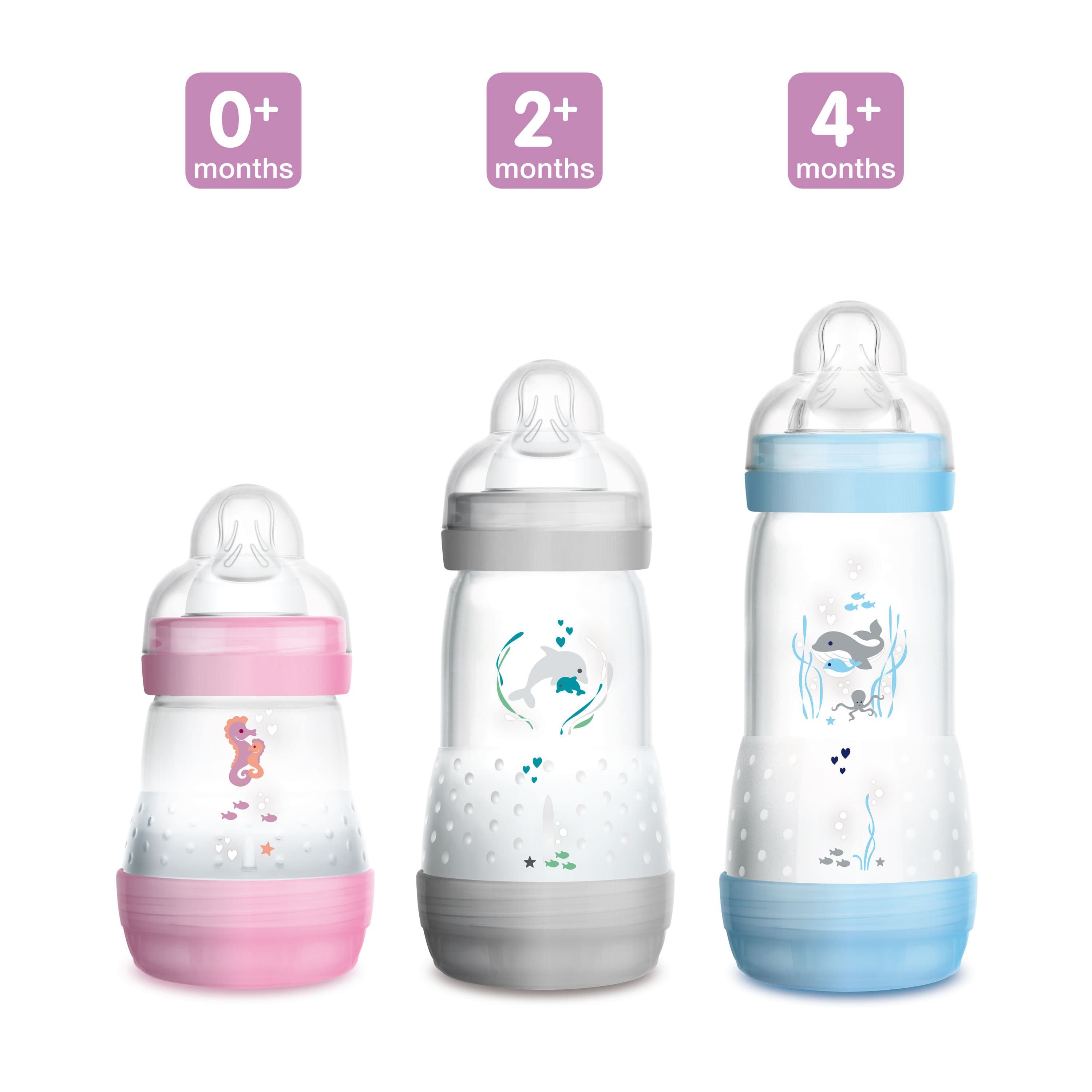 MAM Mon - Estuche de nacimiento natural, 4 biberones Easy Start  Anti-Colique+1 chupete +1 caja dosificadora de leche, kit de bebé con tetina  ultra suave, regalo ideal : : Bebé