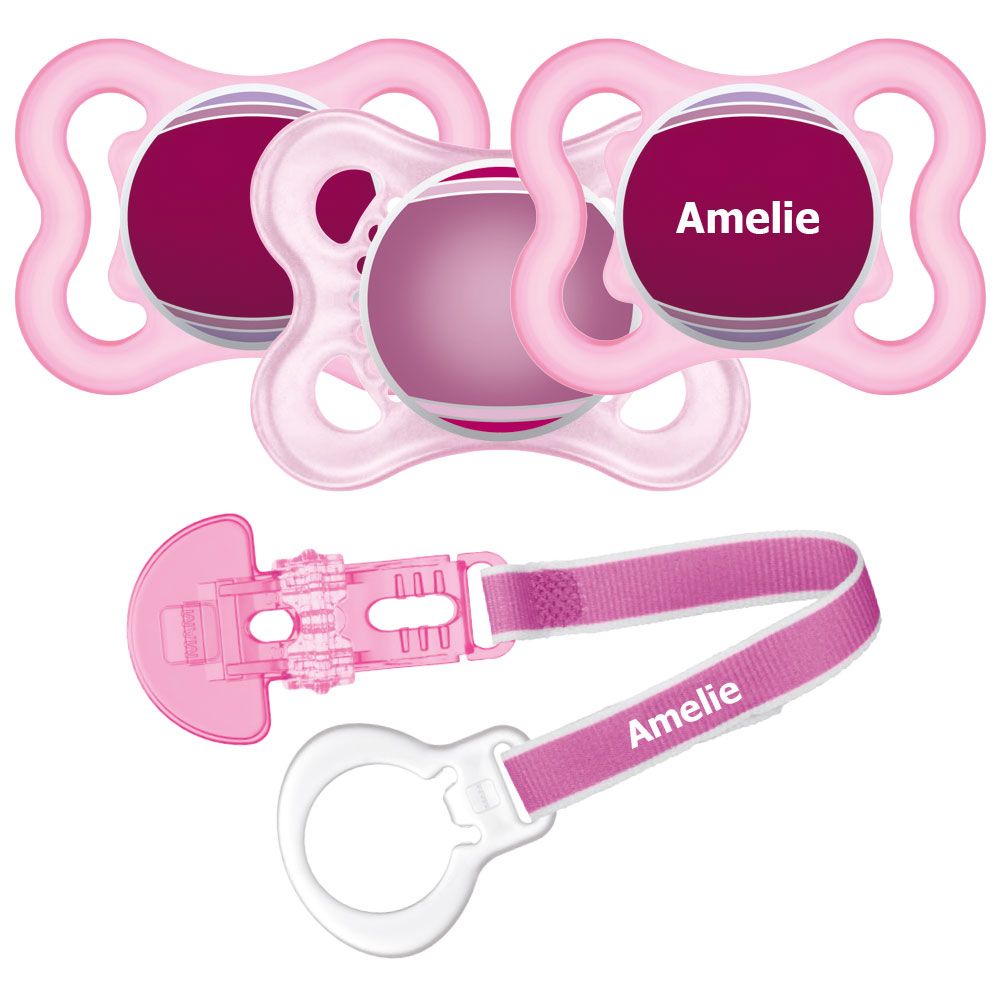 Lot tétine attache et boite (style rose) - Tetinebebe