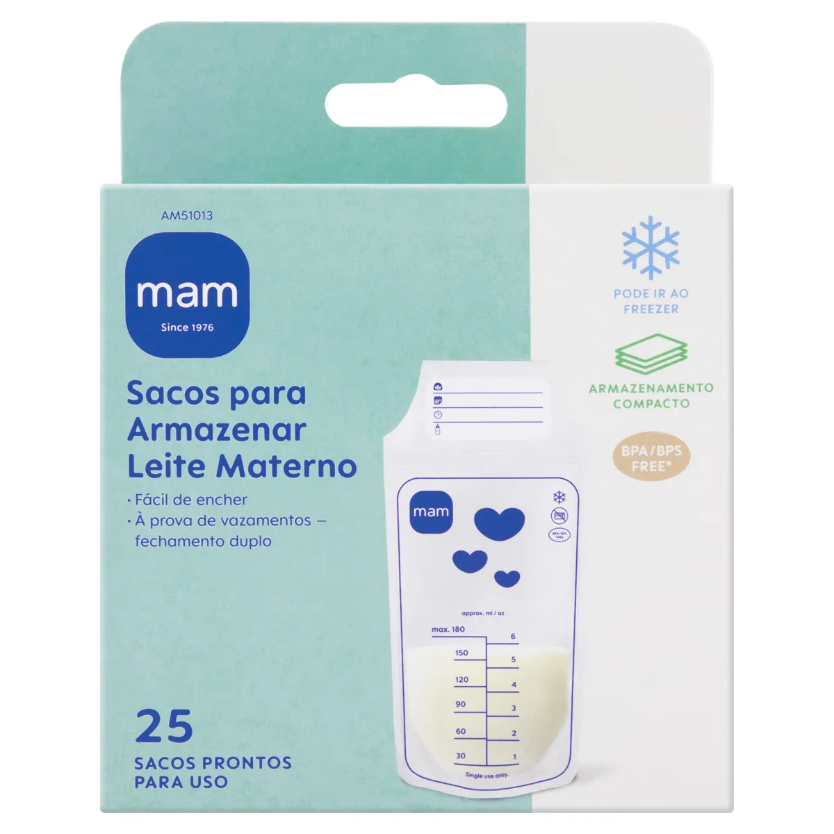Sacos para Armazenar Leite Materno MAM 25 Unidades de 180ml