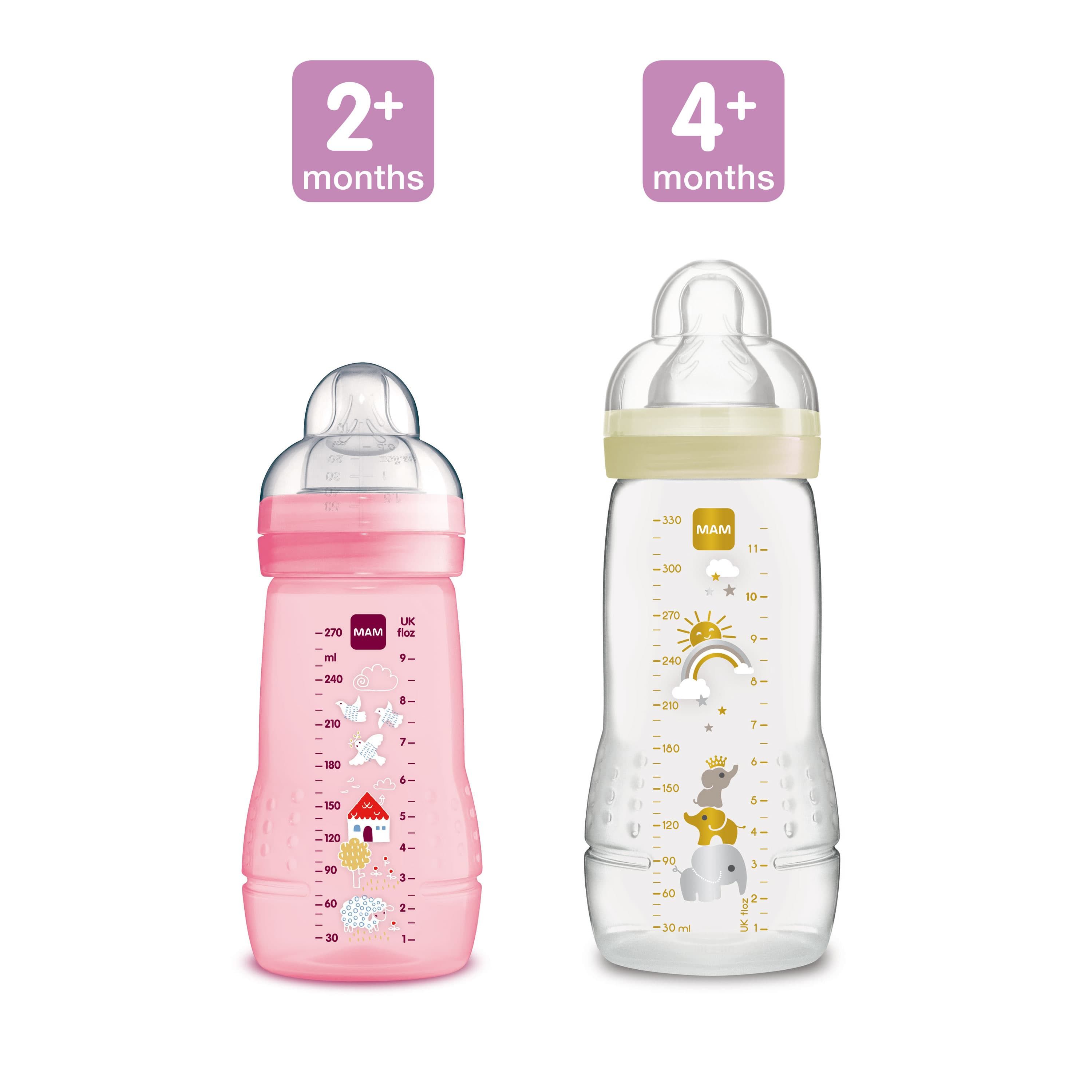 MAM Biberón Easy Active ™ 270 ml, conejito en un paquete doble