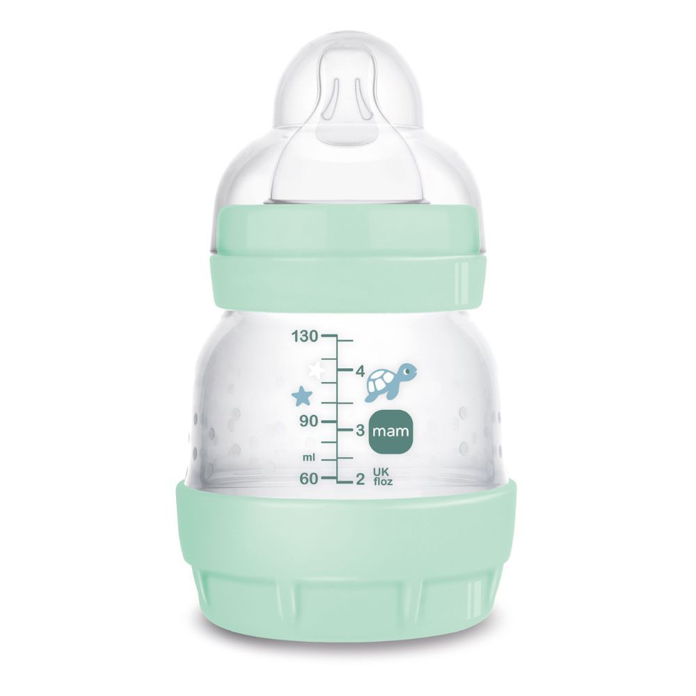 Kit Mamadeiras MAM Easy Start 130ml + 260ml Azul Turquesa - Bico Simétrico E Autoesterilizável