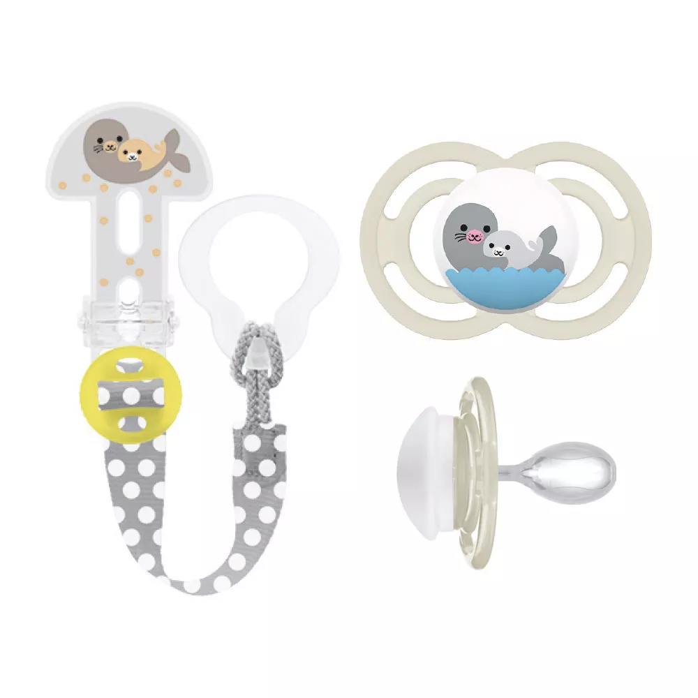MAM Perfect 6+ & Clip it! Flow - Pacifier and Clip