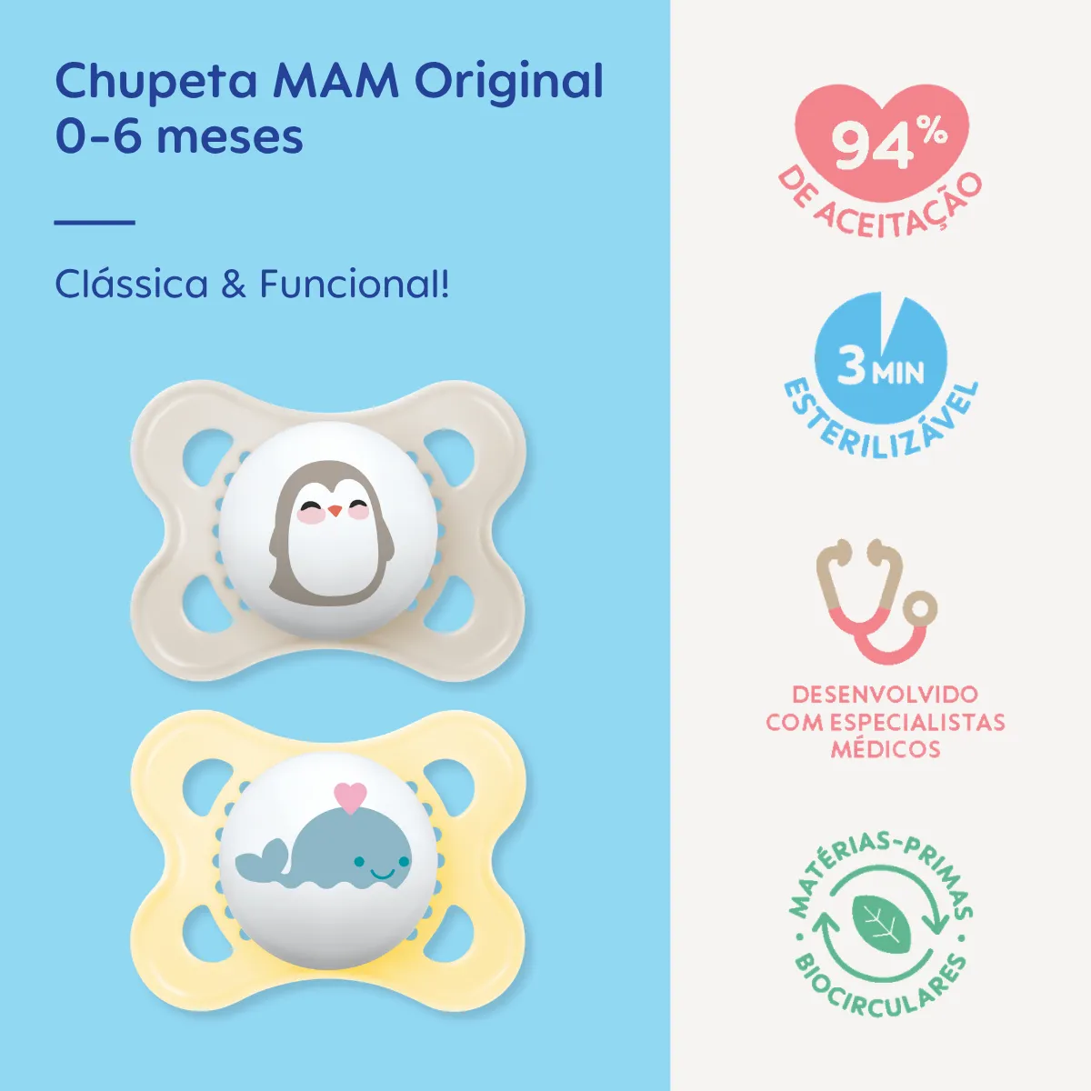 CHUPETA MAM SAYINGS 0-6 MESES - EMBALAGEM DUPLA NEUTRA