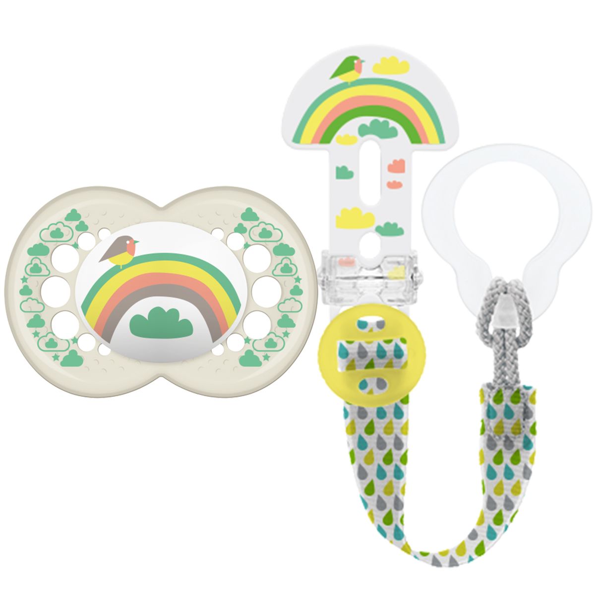 Tommy's Rainbow Silicone Soother - 6+ Months - Unisex - Green/Ivory White
