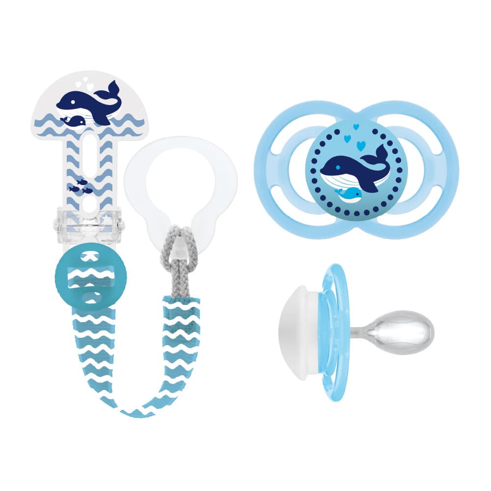 MAM Perfect 6+ & Clip it! Deep Sea - Pacifier and Clip