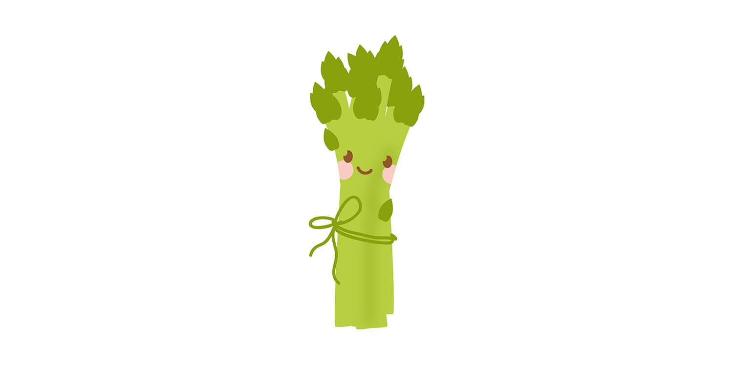 Babyen din er nå omtrent på størrelse med en bunt asparges.