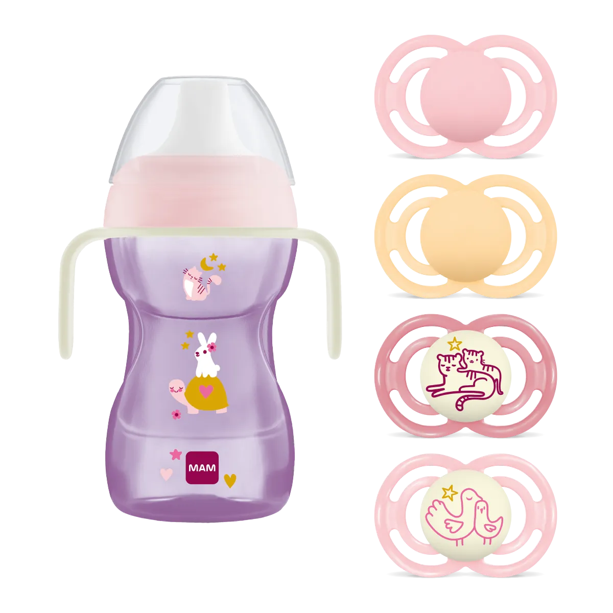 MAM Fun to Drink Cup Perfect 6+m Day & Night Set Pink