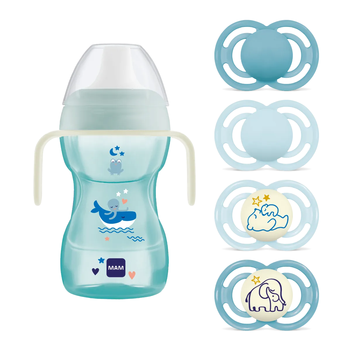 MAM Fun to Drink Cup Perfect 6+m Day & Night Set Blue