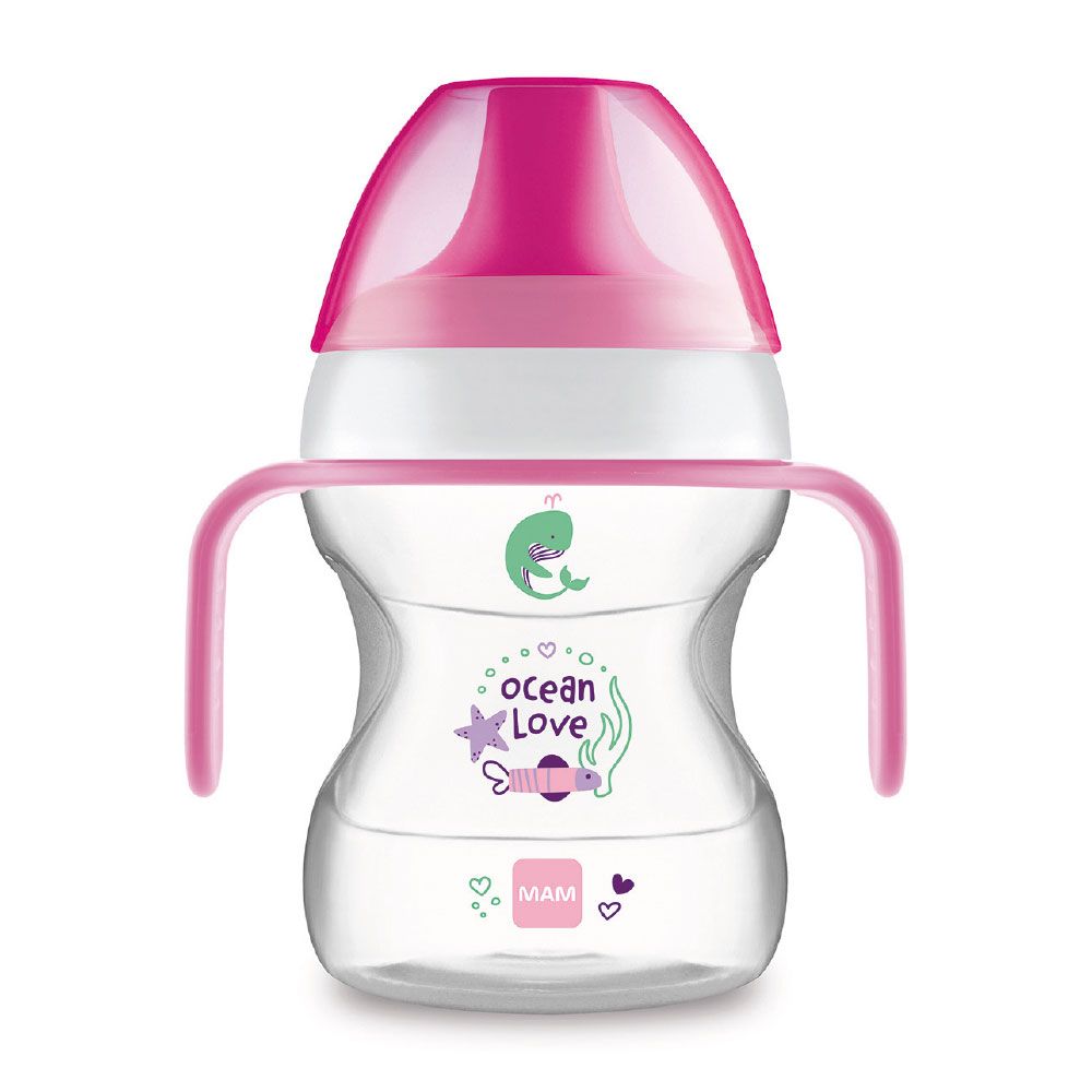 6 Months Baby Cup MAM Learn to Drink Cup Bottle Handles and Soother 